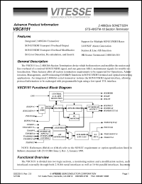 VSC8151QV datasheet: 2.488Gb/s SONET/SDH STS-48/STM-16 section terminator VSC8151QV