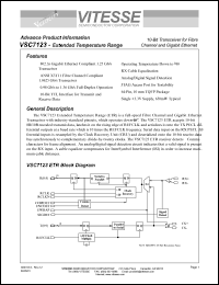 VSC7123RD2 datasheet: 10-bit transceiver for fibre channel and Gigabit ethernet. 3.3V power supply voltage VSC7123RD2