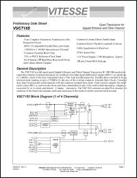 VSC7185TW datasheet: Quad transceiver for fibre channel and Gigabit ethernet. 3.3V power supply, 2.5W dissipation VSC7185TW