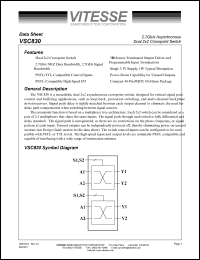 VSC830QZ datasheet: 2.7 Gb/s asynchronous dual 2x2 crosspoint switch VSC830QZ