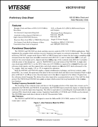 VSC8101JA datasheet: 155.55 Mb/s clock and data recovery unit. 400mW, 2V power supply VSC8101JA