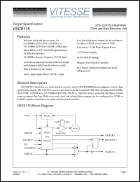 VSC8115YA datasheet: STS-12/STS-3 multi rate clock and data recovery unit. 3.3 power supply VSC8115YA