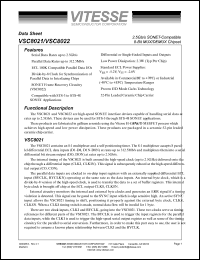 VSC8021FC datasheet: 2.5 Gb/s SONET-compatible 8-bit multiplexer chipset VSC8021FC