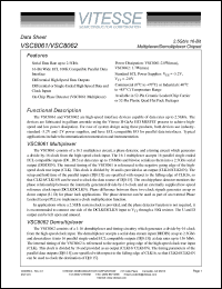 VSC8062QH datasheet: 2.5 Gb/s 16-bit demultiplexer chipset VSC8062QH