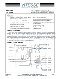VSC8111QB2 datasheet: ATM/SONET/SDH 155/622 Mb/s transceiver mux/demux with integrated clock generation VSC8111QB2