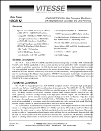 VSC8113QB2 datasheet: ATM/SONET/SDH 622 Mb/s transceiver Mux/Demux with integrated clock generation and clock recovery VSC8113QB2