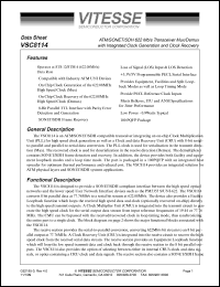 VSC8114QB2 datasheet: ATM/SONET/SDH 622 Mb/s transceiver Mux/Demux with integrated clock generation and clock recovery VSC8114QB2