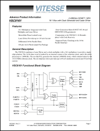 VSC8161 datasheet: 2.488 Gb/s SONET/SDH 16:1 Mux with clock generator and laser driver VSC8161