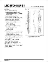 LH28F004SUT-Z1 datasheet: 4M (512K x 8) flash memory LH28F004SUT-Z1