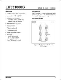 LH531000BN datasheet: LH531000BN CMOS 1M (128K x 8) Mask Programmable ROM  28-pin SOP LH531000BN