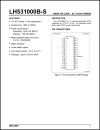 LH531000BN-S datasheet: LH531000BN-S CMOS 1M (128K x 8) Mask Programmable ROM, Low-Voltage Operation  28-pin SOP LH531000BN-S