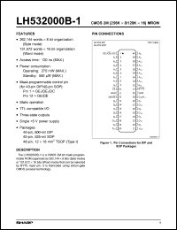 LH532000BTR-1 datasheet: LH532000BTR-1 CMOS 2M (256K x 8) Mask Programmable ROM  48-pin TSOP LH532000BTR-1