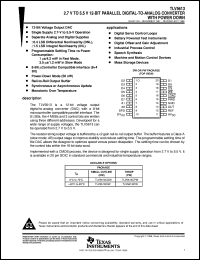 TLV5613CDWR datasheet:  12-BIT, 1 US DAC, PARALLEL OUT, PGRMABLE SETTLING TIME/PWR CONSUMP., PWRDN, SYNC/ASYNC UPDATE, 8 CH. TLV5613CDWR