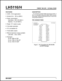 LH5116D-10 datasheet: CMOS 16K (2K x 8)static RAM LH5116D-10