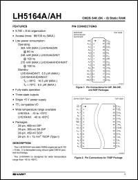 LH5164AT-10L datasheet: CMOS 64K (8K x 8)static RAM LH5164AT-10L