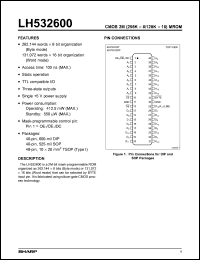 LH532600T datasheet: CMOS 2M(256K X 8/128K X 16) Mask-Programmable ROM LH532600T