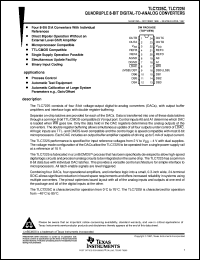 TLC7225CDWR datasheet:  8-BIT, 5 US QUAD DAC, PARALLEL OUT, SIMULTANEOUS UPDATE, BINARY INPUT CODING TLC7225CDWR