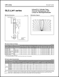 GL3HD41 datasheet: 3mm(T-1), cylinder type, colored transparency LED lamp for backlight/indicator GL3HD41