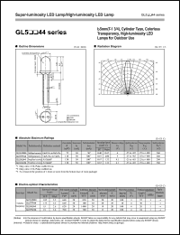 GL5HV44 datasheet: 5mm(T-1 3/4), cylinder type, colorless transparency, high-luminosity LED lamp for outdoor use GL5HV44