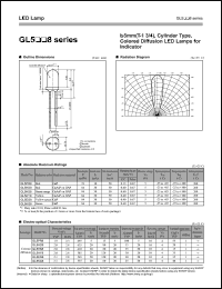 GL5EG8 datasheet: 5mm(T-1 3/4), cylinder type, colored diffusion LED lamp for indicator GL5EG8