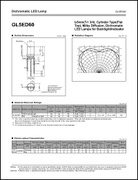 GL5ED60 datasheet: 5mm cylinder type, milky diffusion, dichromatic LED lamp for backlight/indicator GL5ED60