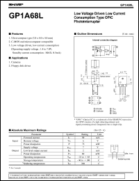 GP1A68L datasheet: Low voltage driven low current consumption type OPIC photointerrupter GP1A68L
