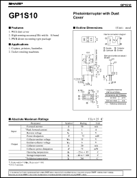 GP1S10 datasheet: Photointerrupter with dust cover GP1S10