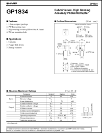 GP1S34 datasheet: Subminiature photointerrupter GP1S34