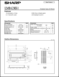 LM162KS1 datasheet: Character type LCD module LM162KS1