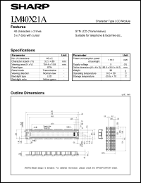 LM40X21A datasheet: Character type LCD module LM40X21A