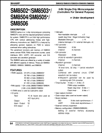 SM8506 datasheet: 8-bit single-chip microcomputer (controller for general purpose) SM8506