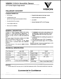 VV5404 datasheet: CIF format digital image sensor VV5404