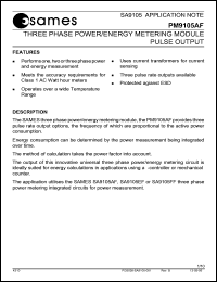 PM9105AFA datasheet: Three phase power/energy metering module pulse output 115V, 80A PM9105AFA