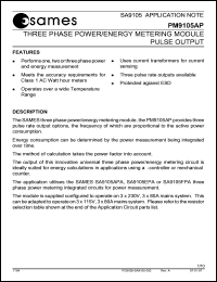 PM9105AP datasheet: Three phase power/energy metering module pulse output 230V, 80A PM9105AP