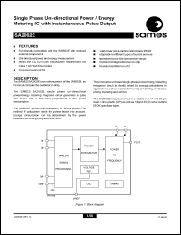 SA2002EPA datasheet: Single phase uni-directional power/energy metering IC with instantaneous pulse output SA2002EPA