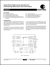 SA2007HPA datasheet: Single phase bidirectional dual element power/energy metering IC with pulse output SA2007HPA