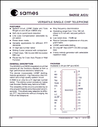 SA2532A datasheet: Versatile single chip telephone SA2532A