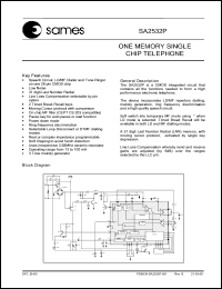 SA2532P datasheet: One memory single chip telephone SA2532P