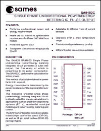 SA9102CPA datasheet: Single phase unidirectional power/energy metering IC pulse output SA9102CPA