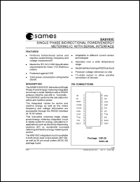 SA9103CPA datasheet: Single phase bidirectional power/energy metering IC with serial interface SA9103CPA