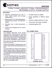 SA9105APA datasheet: Three phase unidirectional power/energy metering IC with pulse output SA9105APA