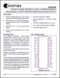 SA9105FPA datasheet: Three phase bidirectional power/energy metering IC with pulse output SA9105FPA