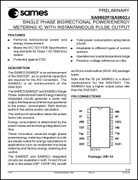 SA9602FPA datasheet: Single phase bidirectional power/enrgy metering IC with intaneous pulse output SA9602FPA