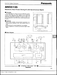 AN2515S datasheet: Electronic view-finder driving IC with synchronous signal AN2515S