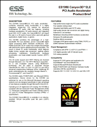 ES1990S datasheet: PCI audio accelerator, 3 V ES1990S