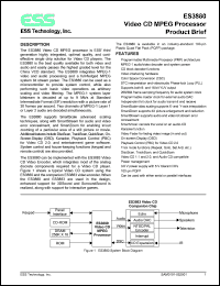 ES3880 datasheet: Video CD MPEG processor, 3.3 V ES3880