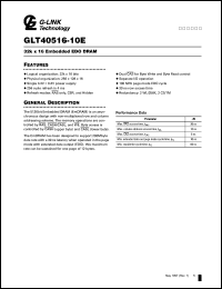 GLT40516-10E datasheet: 32k x 16 embedded EDO DRAM GLT40516-10E