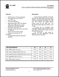 GLT41016-30J4 datasheet: 30ns; 64K x 16 CMOS dynamic RAM with extended data output GLT41016-30J4