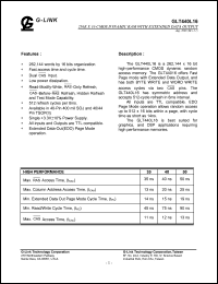 GLT440L16-40J4 datasheet: 40ns; 256k x 16 CMOS dynamic RAM with extended data output GLT440L16-40J4