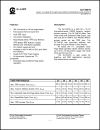 GLT44016-28J4 datasheet: 28ns; 256k x 16 CMOS dynamic RAM with extended data output GLT44016-28J4